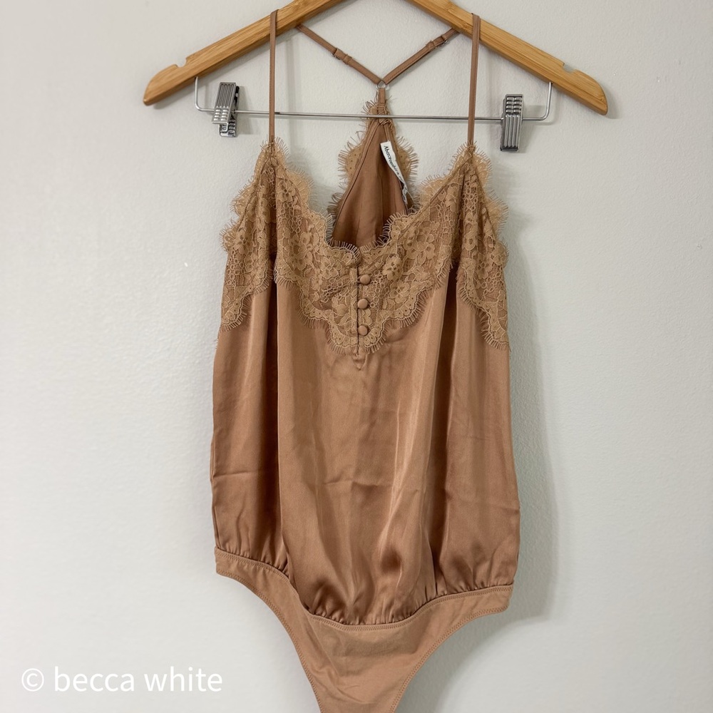Abercrombie & Fitch Satin Lace Trim Bodysuit – Size S